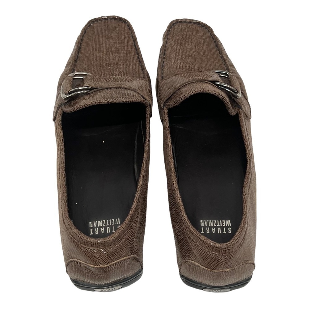 Stuart Weitzman Brown Leather Buckle Casual Comfort Career FlatsLoafers Women 10 - Picture 6 of 16
